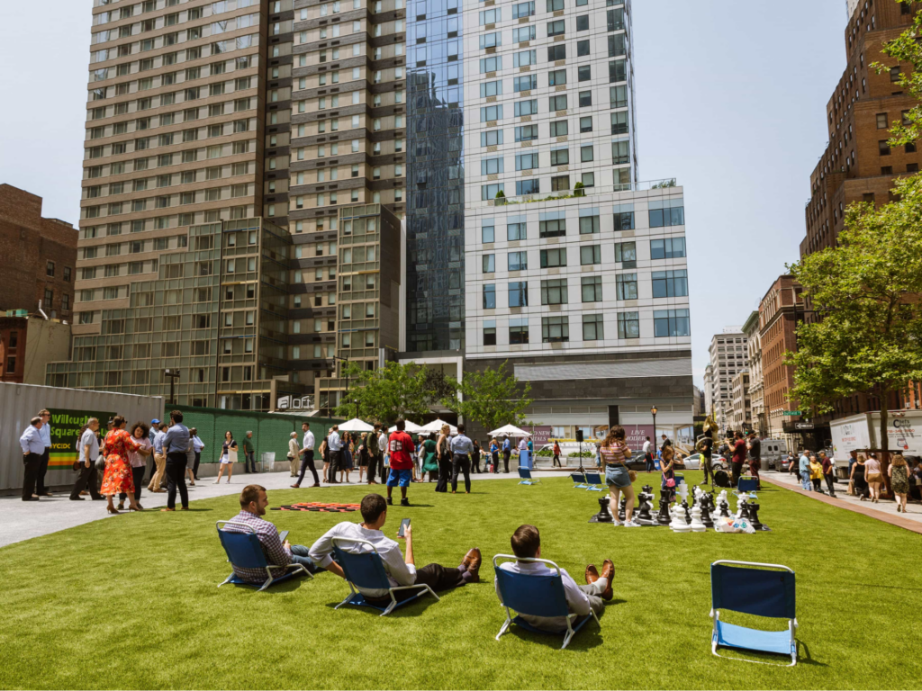 an urban greenspace in the middle of a city