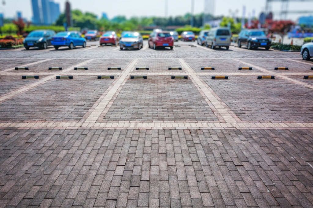 an image of a large rental yard with brick pavers