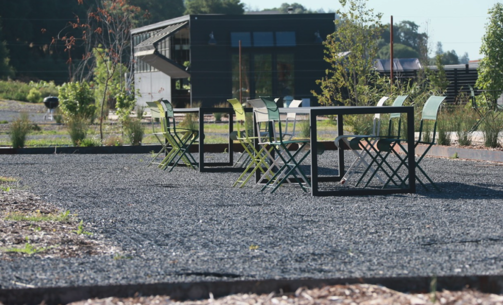 an image of a TrueGrid permeable pavers at a vineyard patio area.