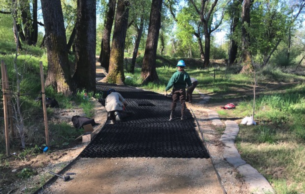 an image of a permeable paver system being installed