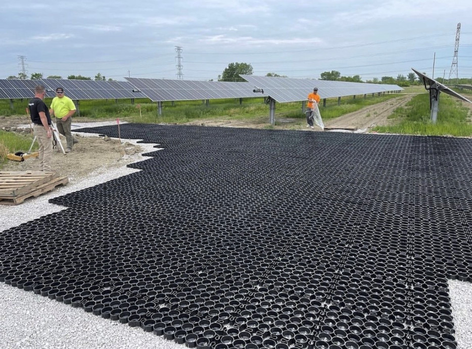 An image of permeable pavers being used for an access drive in a re-purposed area.