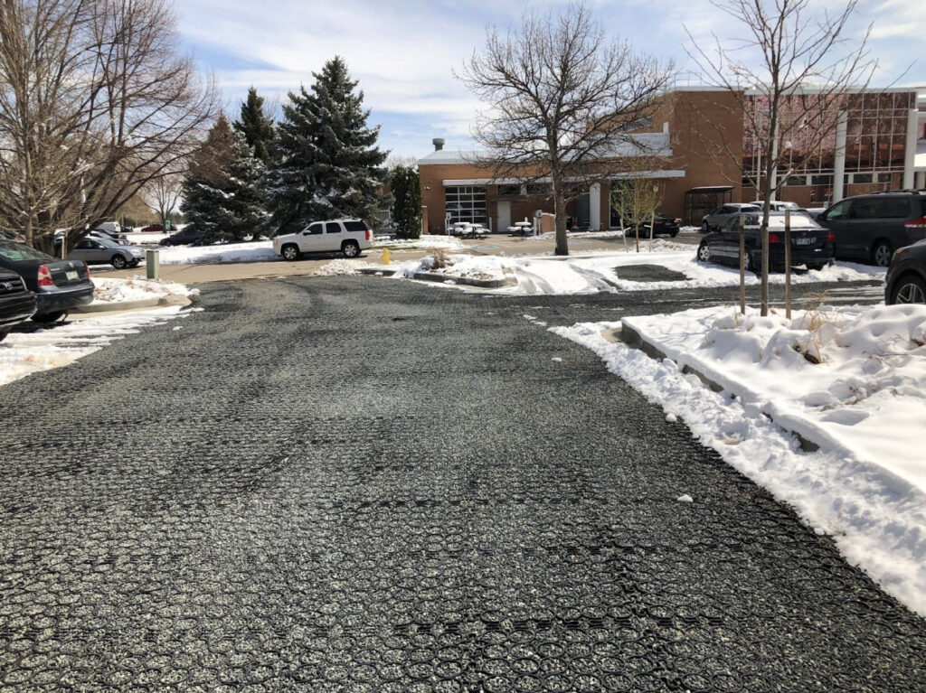 Permeable pavers in snow area.