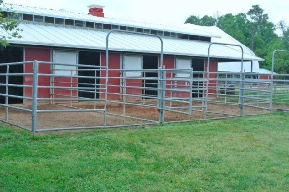 open-air horse stable design idea with permeable pavers